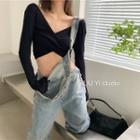 Wide-leg Jumper Jeans / Long-sleeve Crop Top
