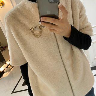 Short-sleeve Faux-fur Zip Jacket
