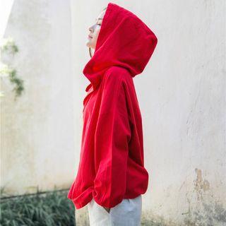 Side-button Hooded Top