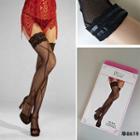 Lace Trim Patterned Fishnet Stockings 8619 - One Size