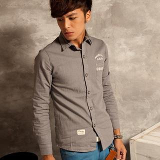 Long-sleeve Embroidered Denim Shirt