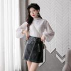Front Zip Faux-leather Mini Skirt