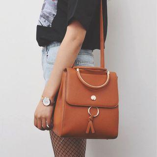 Faux-leather Ring Detail Backpack