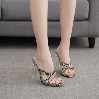 Cross Strap Clear Chunky Heel Sandals