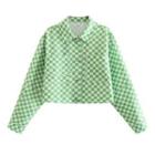 Long Sleeve Plaid Crop Jacket