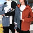 Couple Matching Hooded Color Block Button Jacket