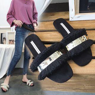Metal-accent Slide Sandals