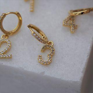 Numerical Rhinestone Alloy Dangle Earring