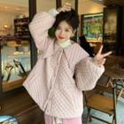 Plain Peter Pan Collar Long-sleeve Cotton Jacket Pink - One Size