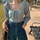 Ruffled Sweater / Plaid Mini A-line Skirt