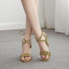 Striped High-heel Sandals