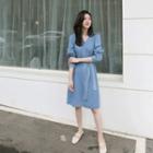 Denim Shirtdress With Sash Light Blue - One Size