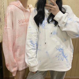 Lettering Tie Dye Hoodie