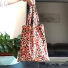 Floral Print Canvas Tote Bag Handle - Strawberry - One Size
