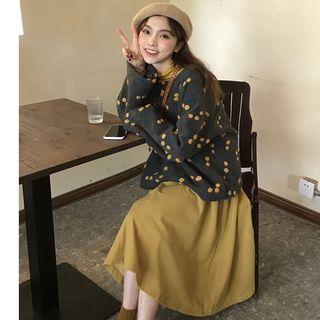 Cherry Sweater / Midi A-line Skirt