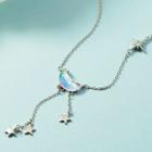 Moon & Star Crystal Pendant Necklace Blue Moon & Star - Silver - One Size
