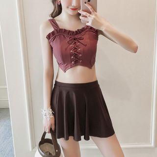 Set: Sleeveless Swim Top + Bottom + Skirt
