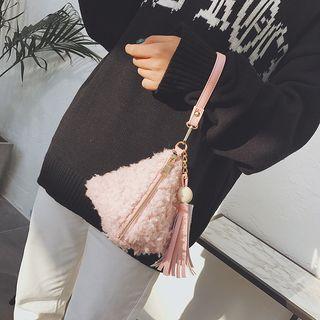 Fleece Tasseled Triangle Pouch