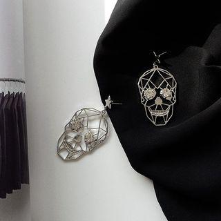 Rhinestone Alloy Skull Dangle Earring