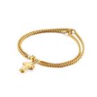 Fashion Simple Plated Gold Cross 316l Stainless Steel Double-layer Bracelet Golden - One Size