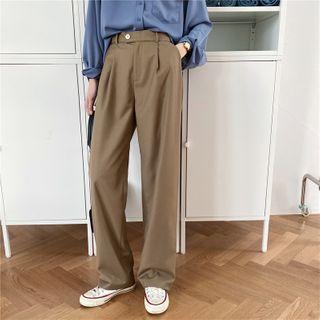 High-waist Loose Fit Plain Dress Pants