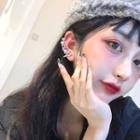 Non-matching Alloy Star Earring 1 Pair - 925 Silver - Star - One Size