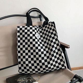 Check Tote Bag Black & White - One Size