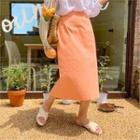 Colored H-line Long Linen Skirt