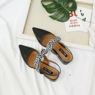 Plaid Ribbon Sandals