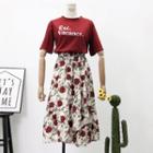 Set: Printed T-shirt + Printed Chiffon Skirt
