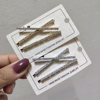 Rhinestone Cross Hair Clip Set