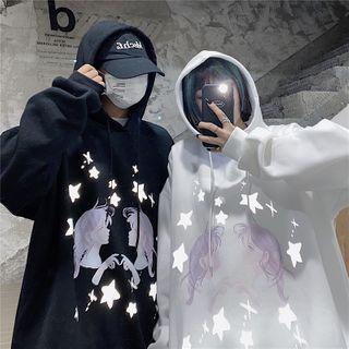 Couple Matching Reflective Print Hoodie