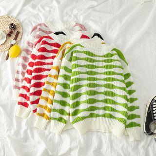 Round Neck Open-knit Patterned Sweater