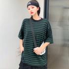 Loose-fit Short-sleeve Striped T-shirt