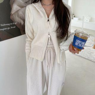 Reversible-zip Knit Hoodie