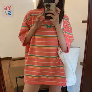 Short Sleeve Butterfly Striped T-shirt