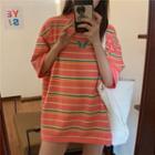Short Sleeve Butterfly Striped T-shirt