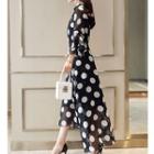 Dotted Round Neck A-line Dress