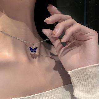 Temperature Sensitive Color Changing Butterfly Pendant Necklace As Shown In Fgiure - One Size