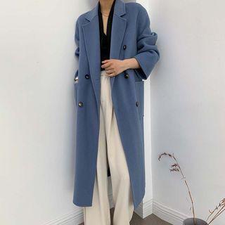Notch Lapel Plain Tie-waist Coat