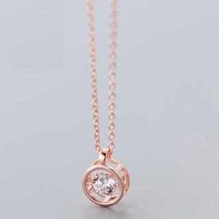 925 Sterling Silver Caged Rhinestone Pendant Necklace Necklace - One Size