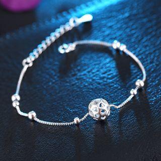 Hollow Bead Sterling Silver Bracelet Silver - One Size