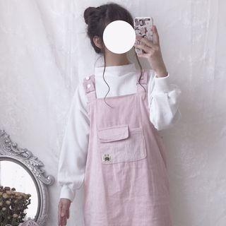 Mock-neck Pullover / Corduroy Pinafore Dress