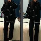 Rhinestone Zip-up Hooded Jacket