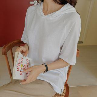 Plain Raglan Slit-side Hoodie
