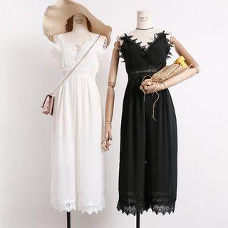 Wide-leg Lace-trim Sleeveless Playsuit