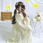 Chiffon Light Jacket / Lace-up Spaghetti Strap Dress
