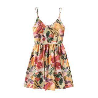 Spaghetti-strap Print Mini A-line Dress