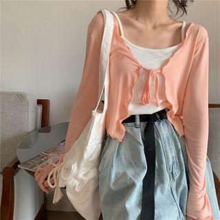 Tie-front Lettuce Edge Cardigan