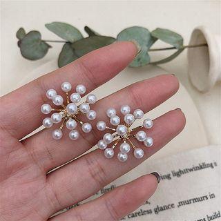 Pearl Floral Earring 1 Pair - Gold - One Size